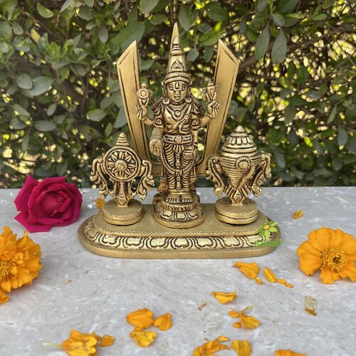 Tirupati Balaji with Shank Chakra 5 inch Height Venkateshwara Idol Lord Vishnu Idol for Temple Home