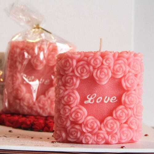 Rose Shape with Love Candle Moulds