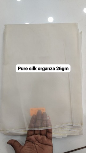 Pure Silk Organza - 100% Silk, 44 Inch Width, White Color | Quick Dry, Smooth Texture, Washable for Fancy Dress, Ideal for Suit and Kurti