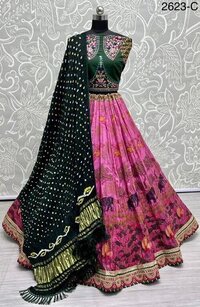 Silk Lehenga Choli - Color: Red And Black