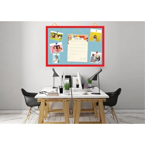 24 X 18 Inch Pin-Up Soft Board - Durable Aluminium, Velvet Cloth Surface, Anti-Glare, Softboard Core | Ideal for Colleges, Notice Board Use