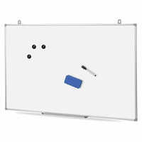 Professional Non-magnetic Whiteboard For Colleges - Resin Coated Steel Surface, Rectangular Shape, White Color | Modern Design, Easy Installation, Stain Resistant