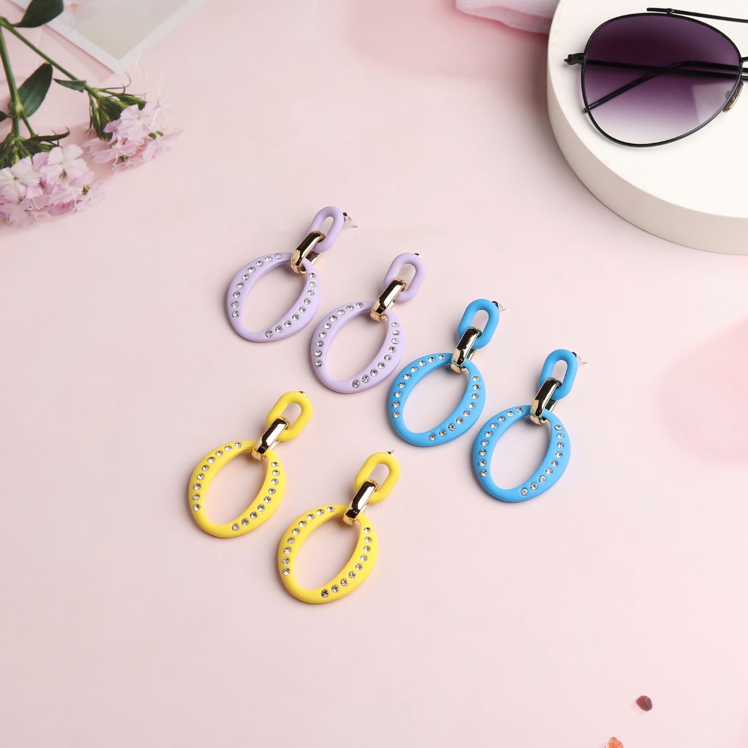 Stone Adorned Orbit Earrings