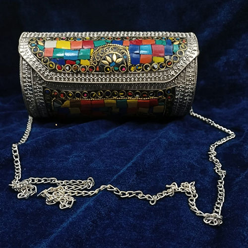 As Per Availability Silver Handmade Clutch