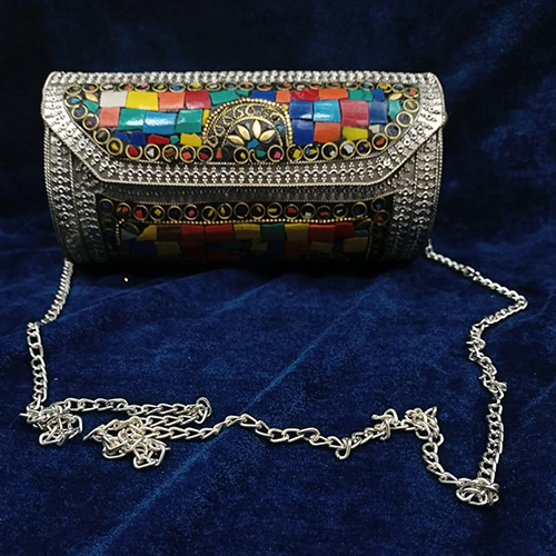 Women Silver Handmade Clutch - Color: As Per Availability