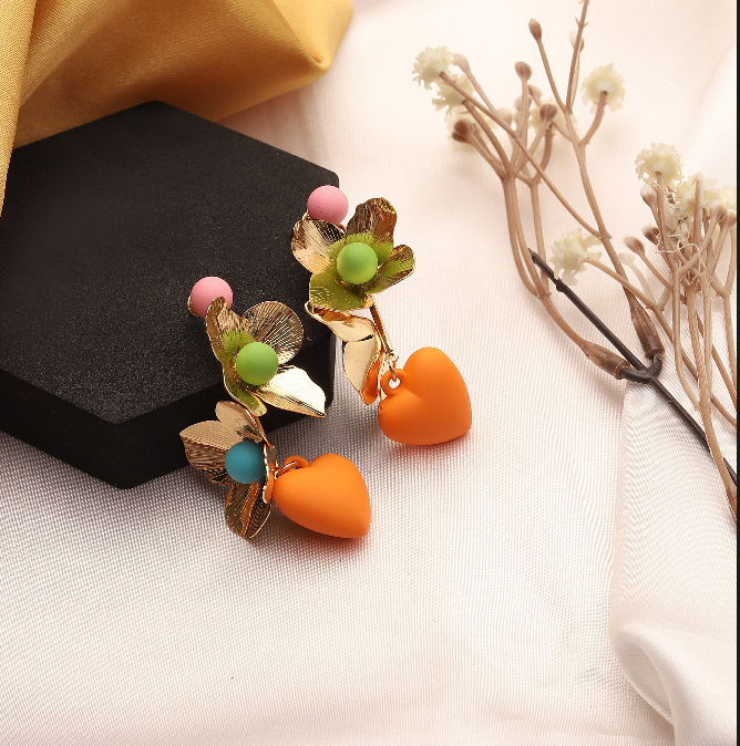 Tangerine Heart Earrings