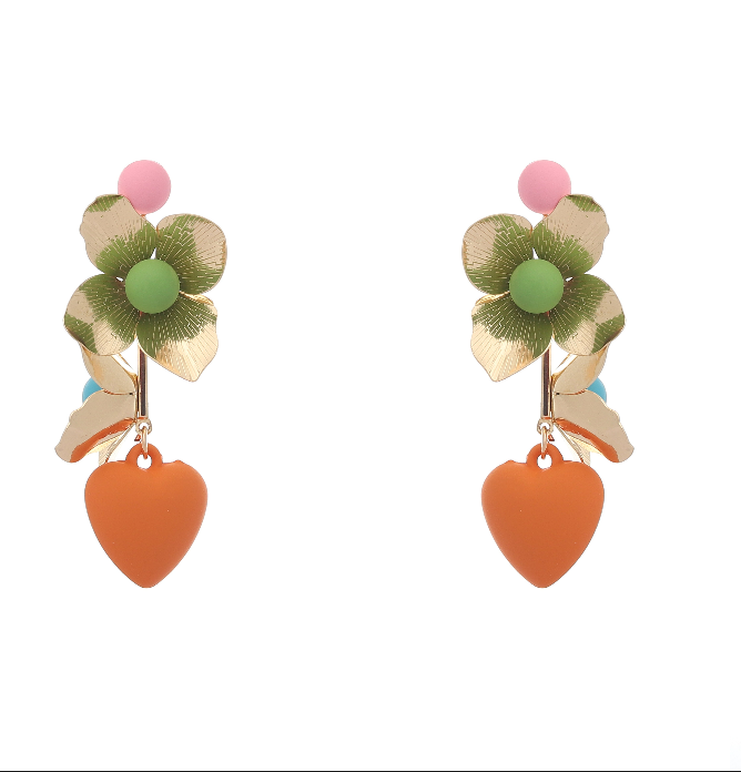 Tangerine Heart Earrings