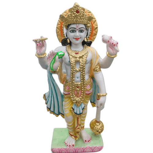 White Lord Vishnu Ji Marble Statue