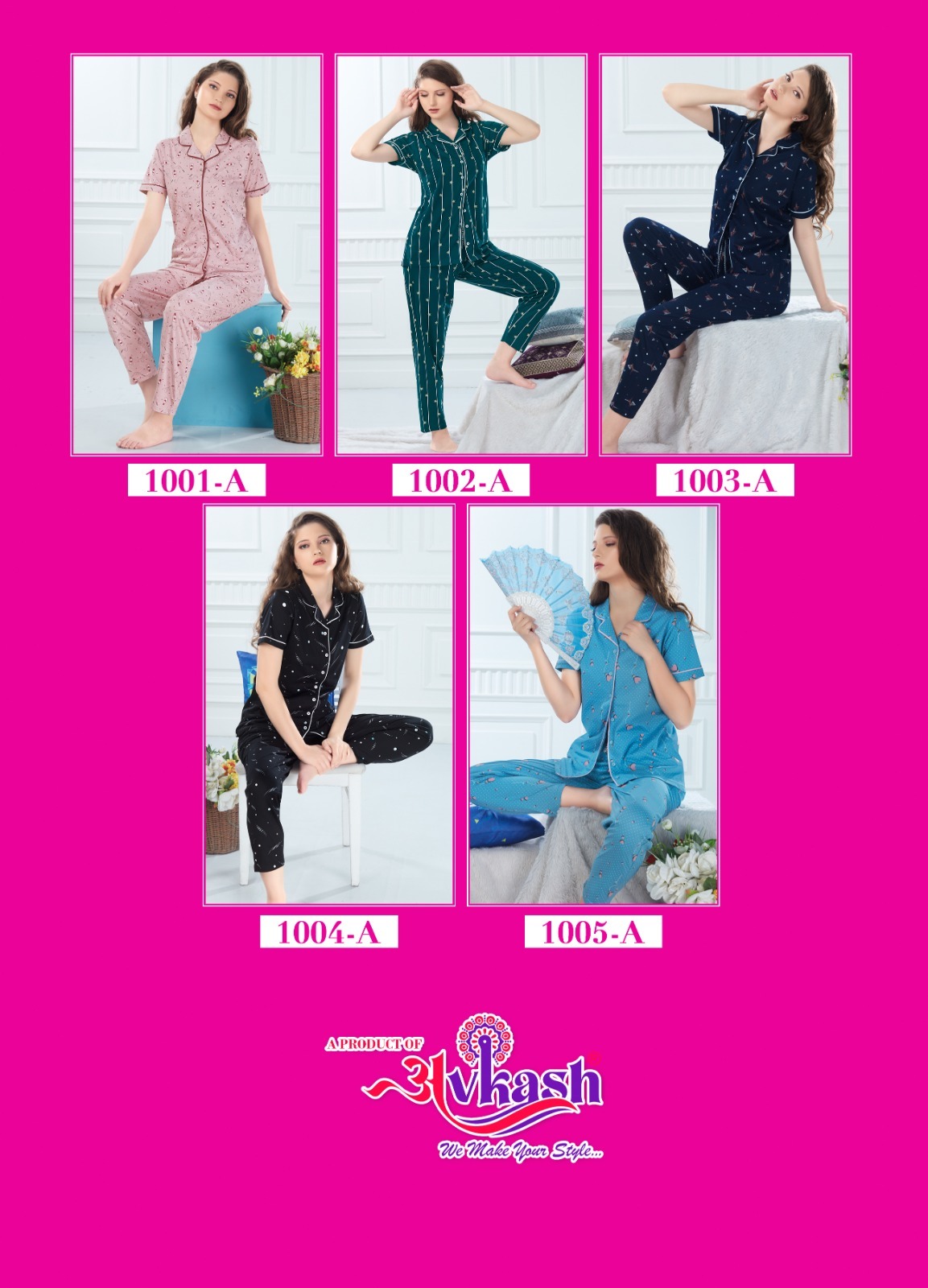 Avkash Pink Lady Vol-1 Premium Nightsuits