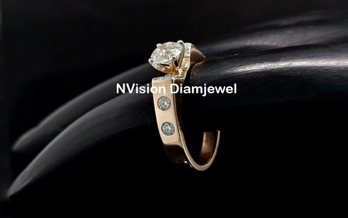 Natural Diamond Solitaire  Nestled Ring