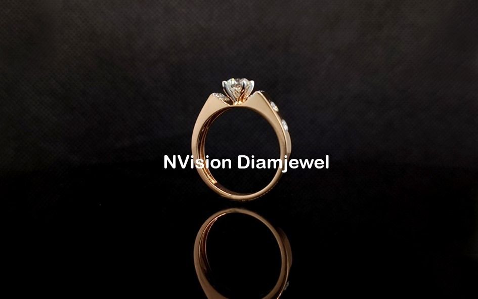 Natural Diamond Solitaire  Nestled Ring