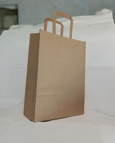 Kraft Paper Shopping Bags With Flat Handles