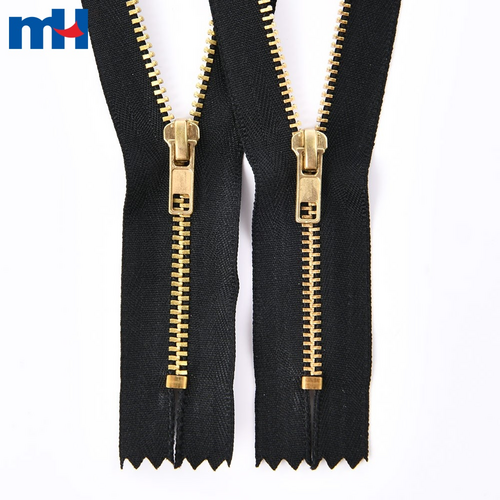 Metal Zipper Brass Jean Zipper No. 3 Non-Separating Closed-end Zipper