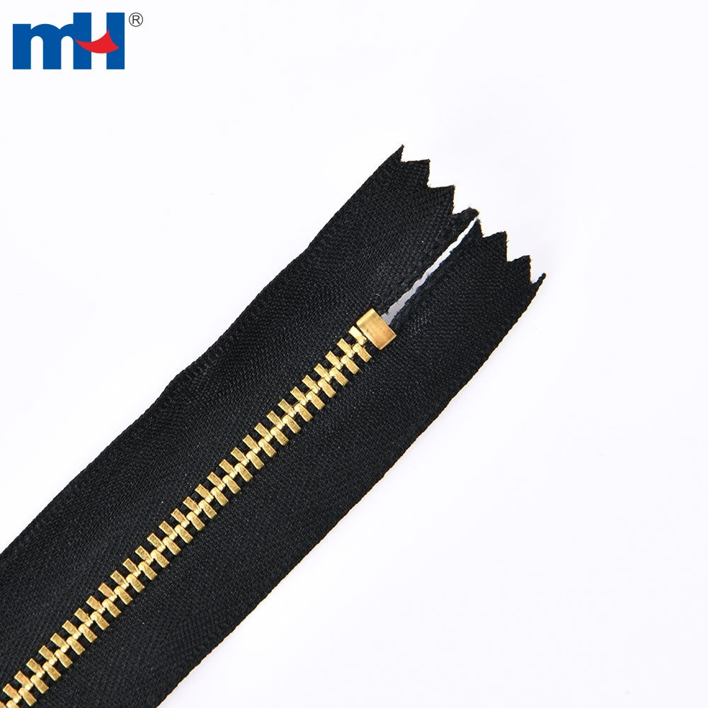 Metal Zipper Brass Jean Zipper No. 3 Non-Separating Closed-end Zipper