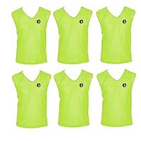 Sas Sports Bibs (set Of 6) - Polyester Mesh Fabric, Large Size 27x23 Inches, Fluorescent Green Color , Lightweight And Breathable Design, Waterproof & Dustproof