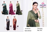 Shimmer Silk Beautiful Embroidery Work Saree-16926 - Color: Green