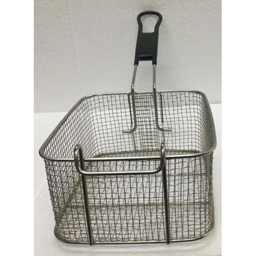 Silver Stainless Steel Deep Fryer Basket