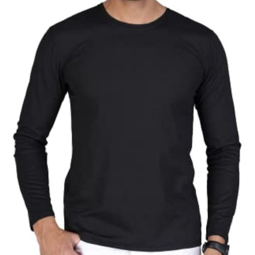 Mens Polyester Round Neck Plain T Shirts Full Sleeves