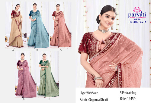 Oraganza Khadi Designer Saree For Bridal-16940