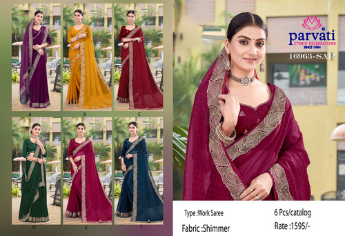 Shimmer Silk Beautiful StoneWork Saree-16963