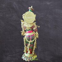 Krishna Govinda Dwarkapati Statue with Stonework Big Large Size Brass Lord Krishna Idol Krishna Gopal Krishna Hindu Idol