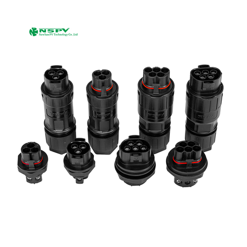 Waterproof Solar Ac Connectors 3Pin 5P 500V Pv Inverter Connectors Ac Power Connectors - Color: Black