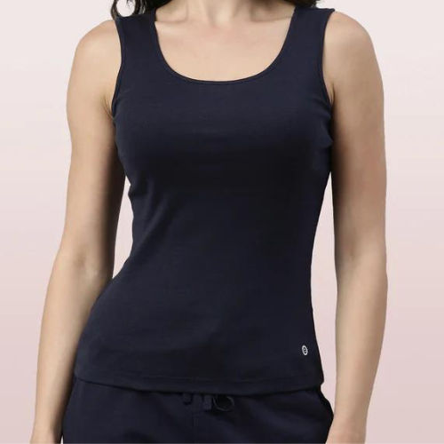 Women Polyester T Shirt Plain Sleeveless