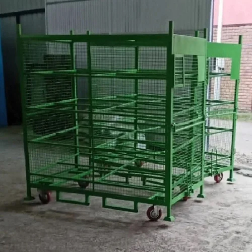 Green Mild Steel Cage Trolley