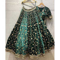 Dry Cleaning Bottle Green Colored Designer Velvet Lehenga Choli