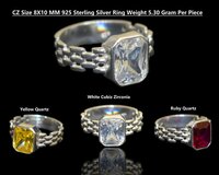 925 Sterling Silver Cubic Zirconia Handmade Wedding Ring