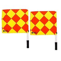Sas Sports Referee Linesman Flags (set Of 2) - Premium Quality Fabric, 53x7x3 Cm, Yellow-red Diamond Pattern, Foam Cushioned Grips, Durable Pvc Poles