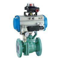 Pneumatic PFA Lined 2 Pcs Ball Valve Flanged end