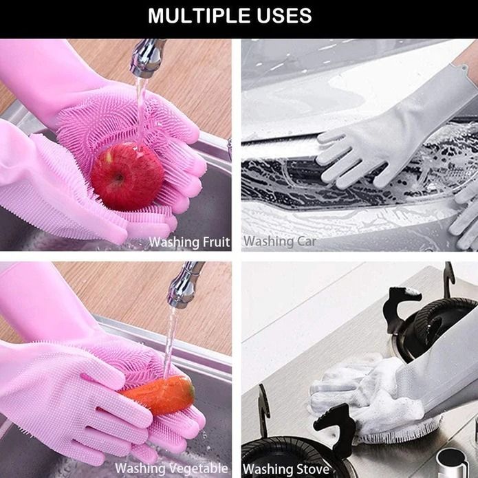 Dishwashing Gloves With Wash Scrubber 0712