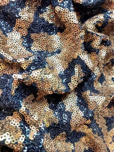 Gold and black sequin fabric for ladies in india