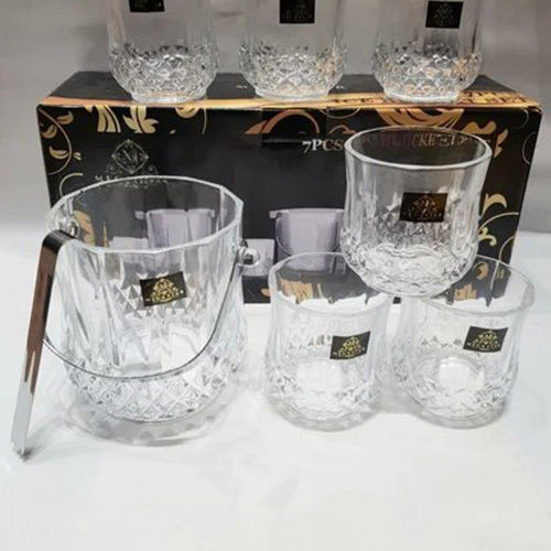 Ice Bucket Whiskey Glass Set 6 Pcs Glass 1 Pcs Ice Bucket