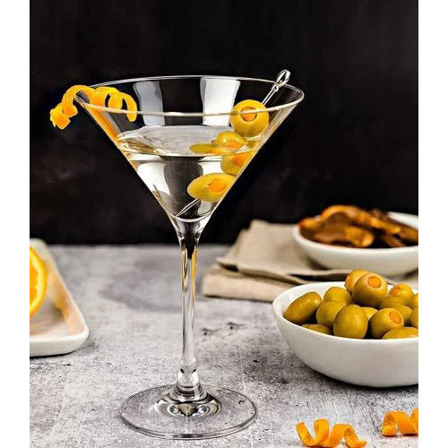 Crystal Martini Glasses With Stem Set Of 6 Pcs