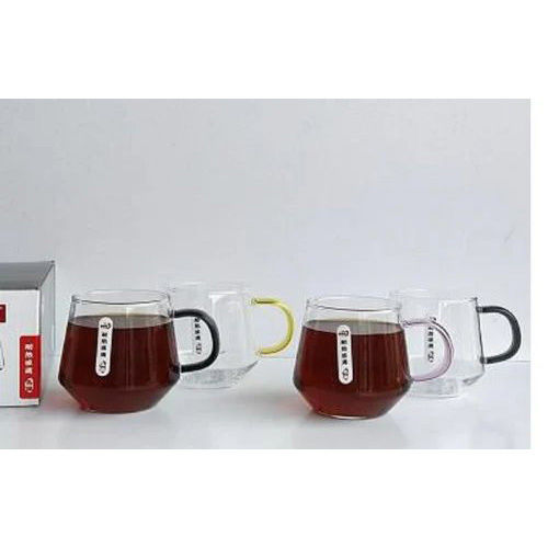 400ml Deli Handle Glass Coffee Mug Set