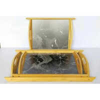 Rectangular Bamboo Glass Tray Set