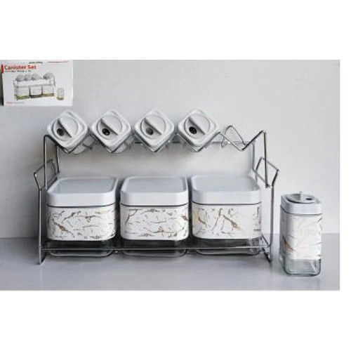 White Plastic Spice Storage Container Set