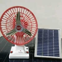 Solar Table Fan - Color: White-Red