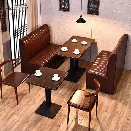 Restaurant Brown Leather Sofa