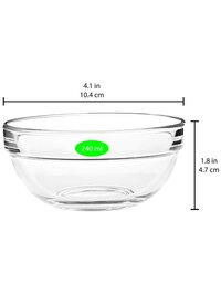 Uniglass Stackable Dessert Glass Bowls Set (Transparent 240ml) Set of 6