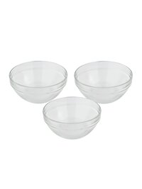 Uniglass Stackable ServingMixing Glass Bowls Set (Transparent 580ml) Set of 3