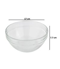 Uniglass Stackable ServingMixing Glass Bowls Set (Transparent 580ml) Set of 3