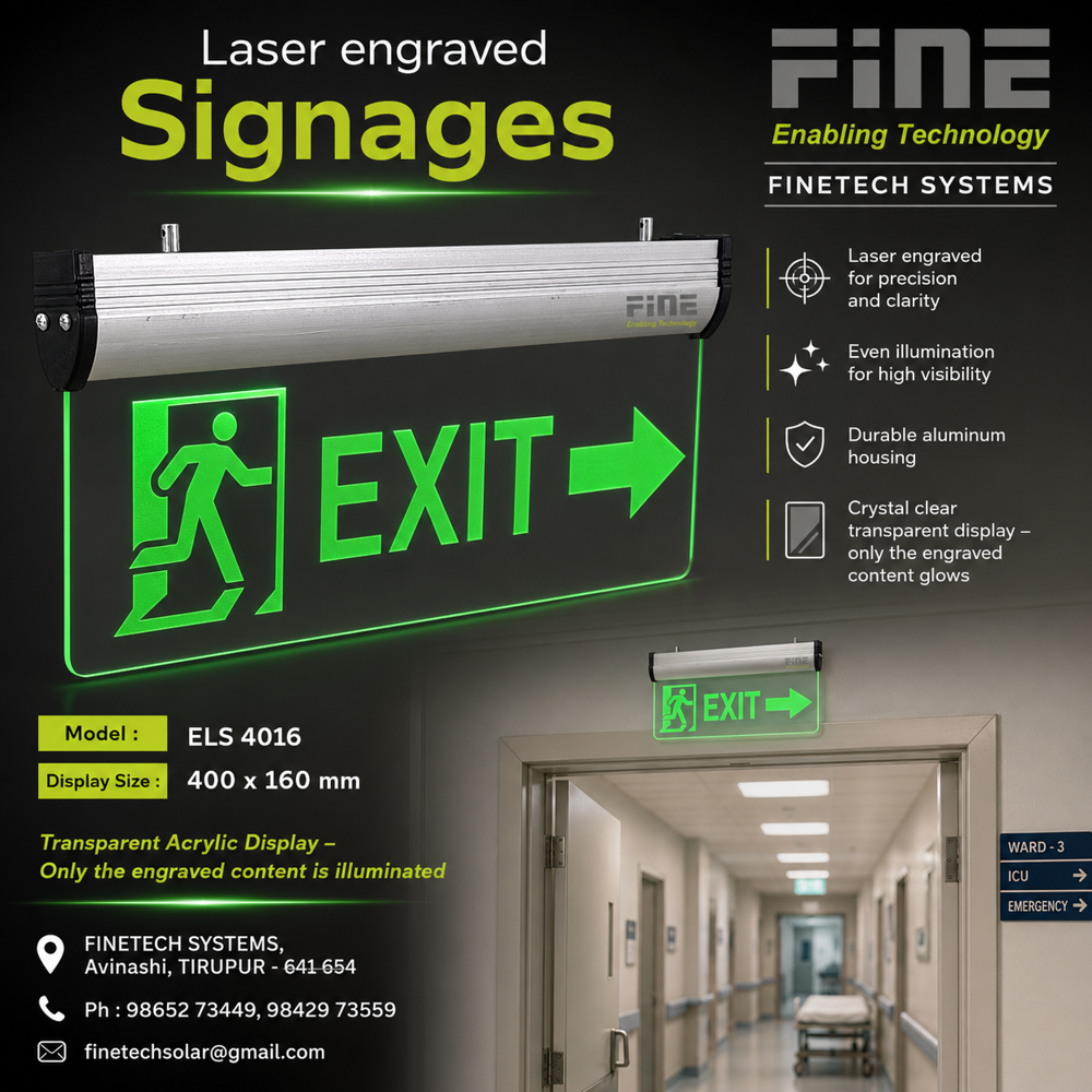 FINE LED Exit Light Edge lite 4016 With Battery Backup