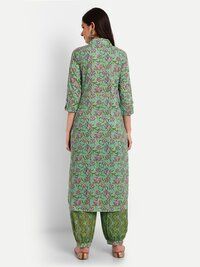 Green Kurti Afghani Pant Set with Dupatta