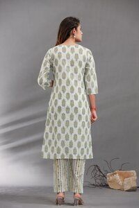 Green Kurti Pant Set with Dupatta