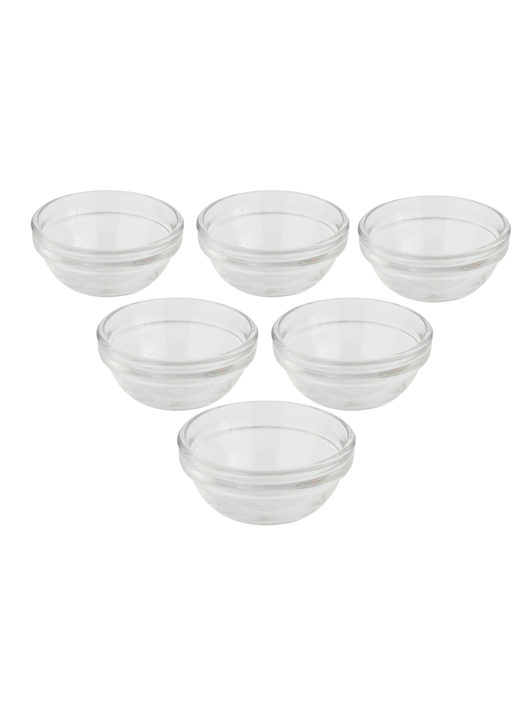 Uniglass Stackable Chutney Glass Bowls Set 75ml Set of 6 Transparent