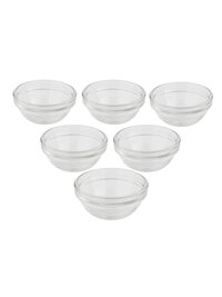 Uniglass Stackable Chutney Glass Bowls Set 75ml Set of 6 Transparent
