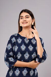 Blue Cotton Printed Nightsuit